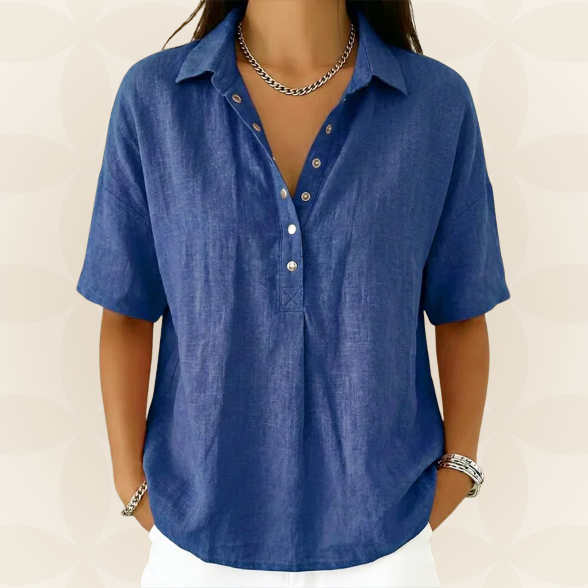 Sonja – Collared Blouse with Button Detail