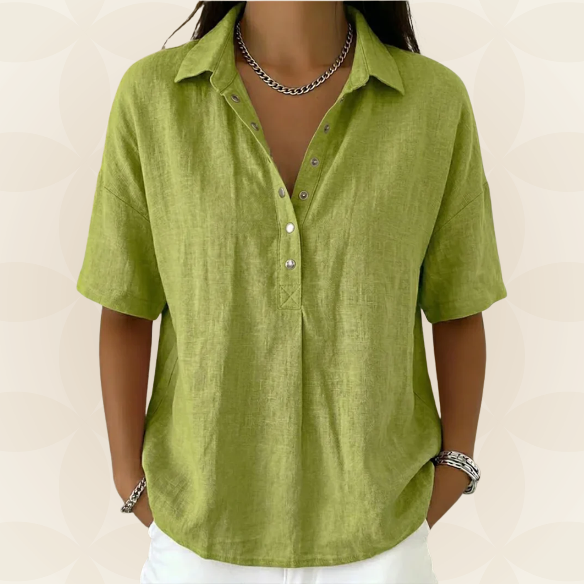Sonja – Collared Blouse with Button Detail