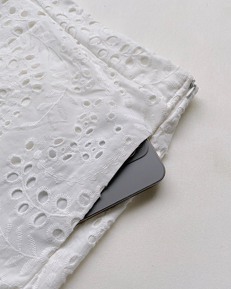 Women's Eyelet Embroidery Two Piece Outfits Stand Collar Button Up Crop Top and High Waist Shorts Set
