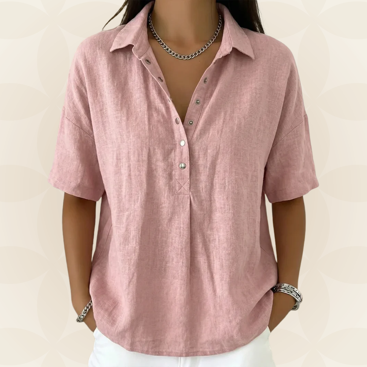 Sonja – Collared Blouse with Button Detail