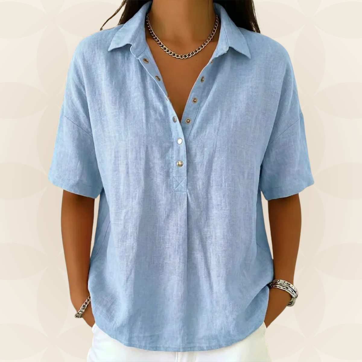 Sonja – Collared Blouse with Button Detail