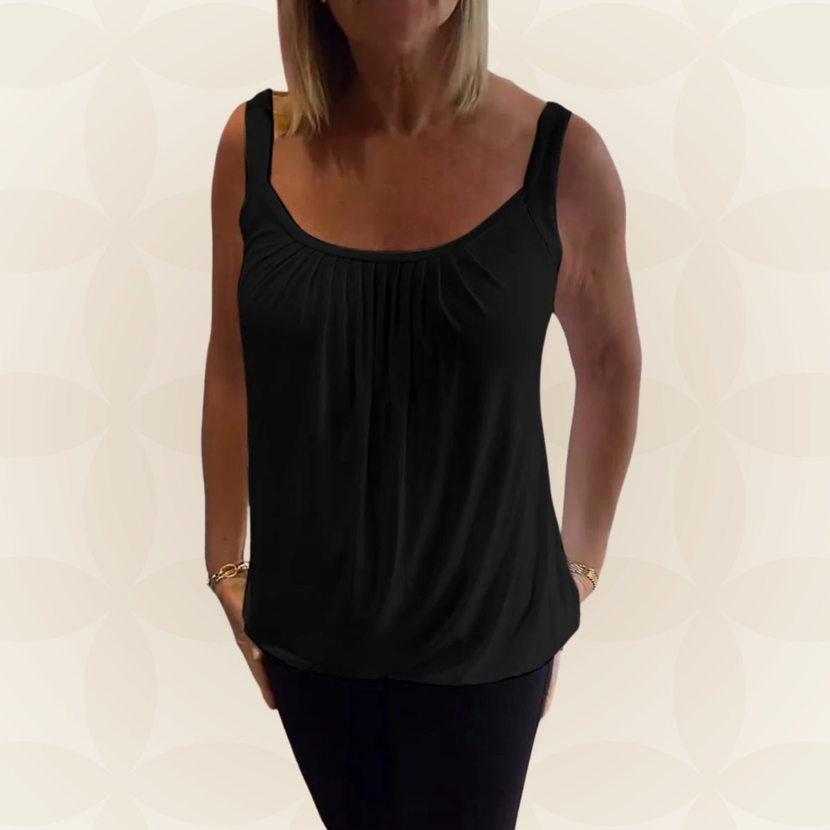 Lies | Pleated genuine relaxed sleeveless top