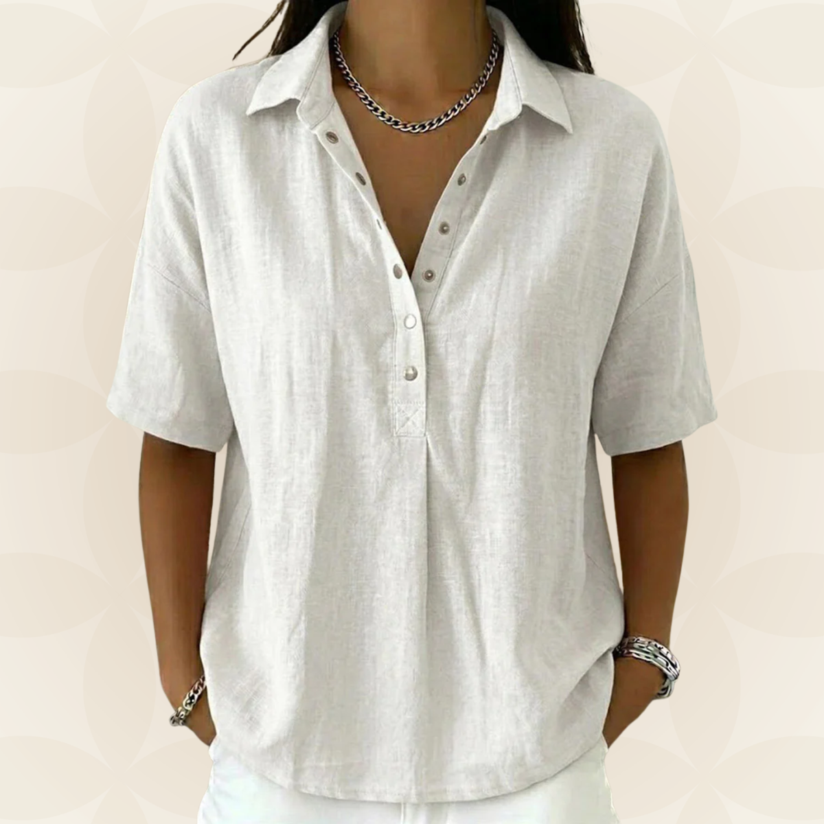 Sonja – Collared Blouse with Button Detail