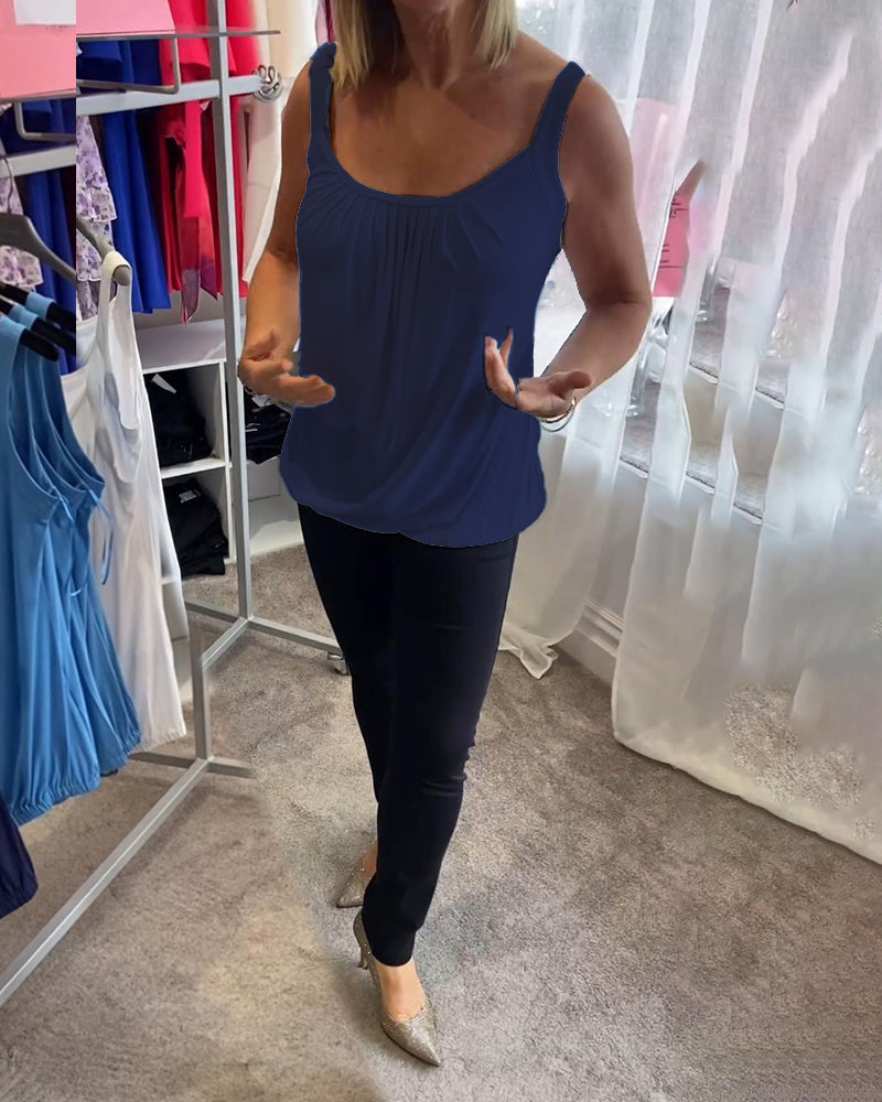 Lies | Pleated genuine relaxed sleeveless top