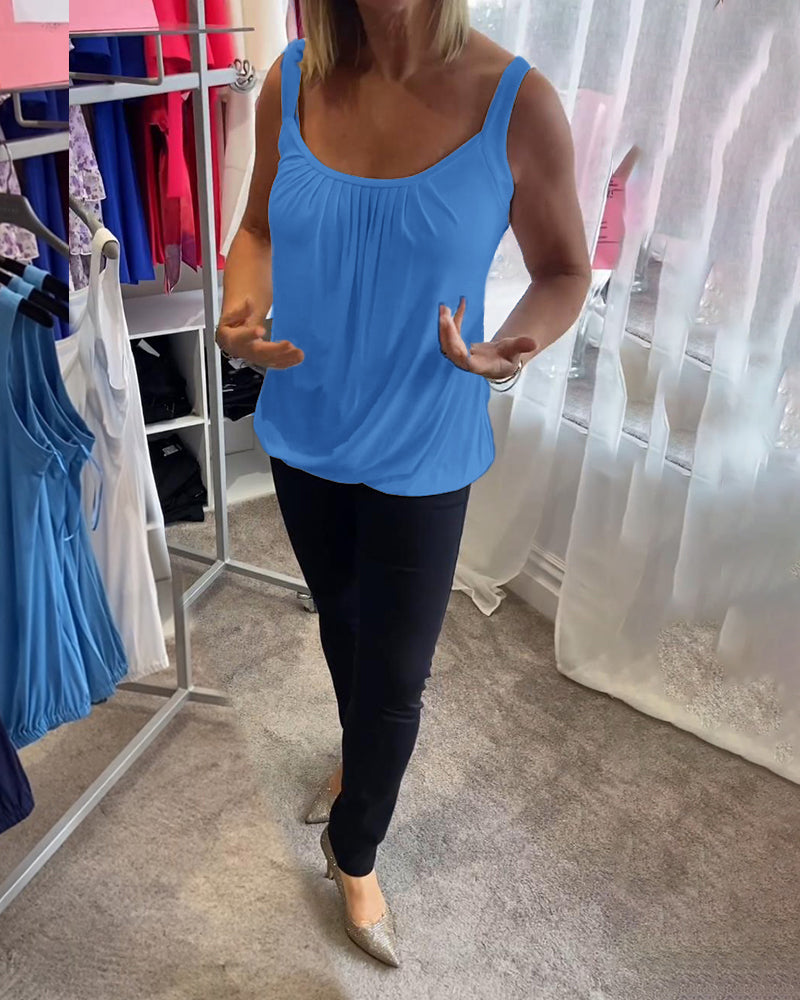 Lies | Pleated genuine relaxed sleeveless top