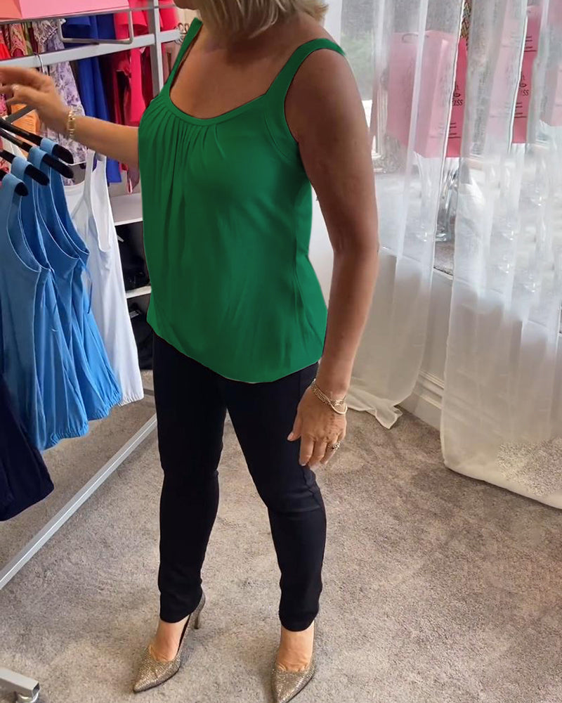 Lies | Pleated genuine relaxed sleeveless top