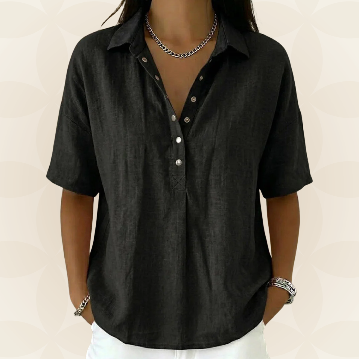 Sonja – Collared Blouse with Button Detail