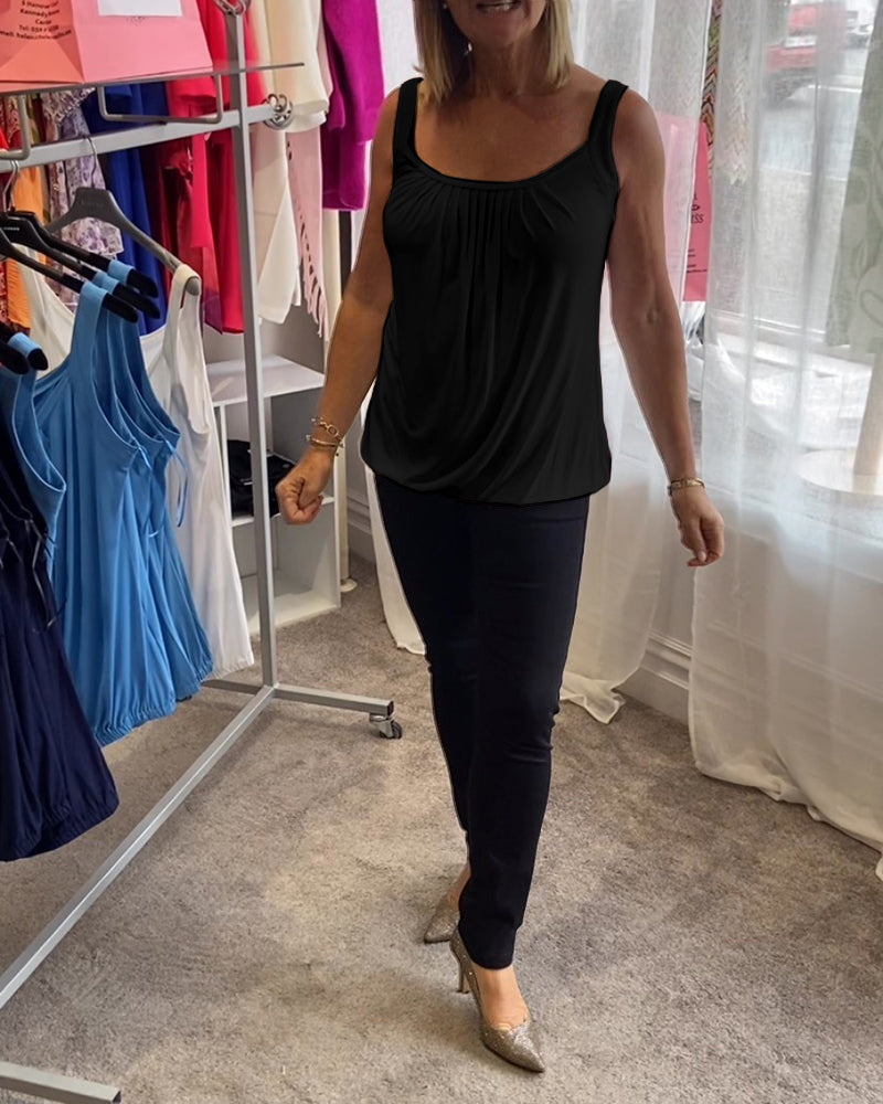 Lies | Pleated genuine relaxed sleeveless top