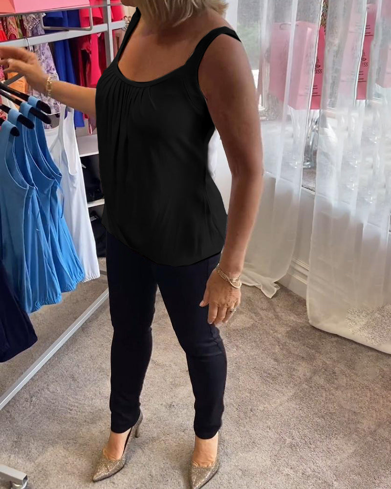 Lies | Pleated genuine relaxed sleeveless top