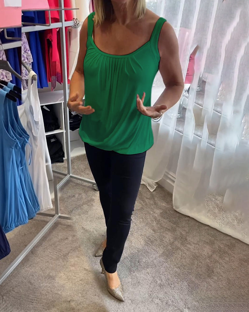 Lies | Pleated genuine relaxed sleeveless top