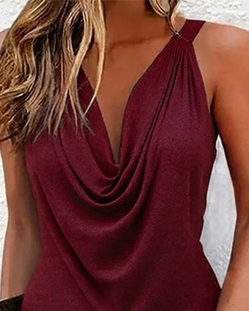 Kiki | Sleeveless dress with draped collar