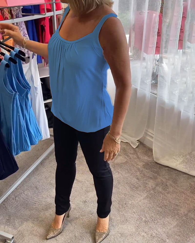 Lies | Pleated genuine relaxed sleeveless top