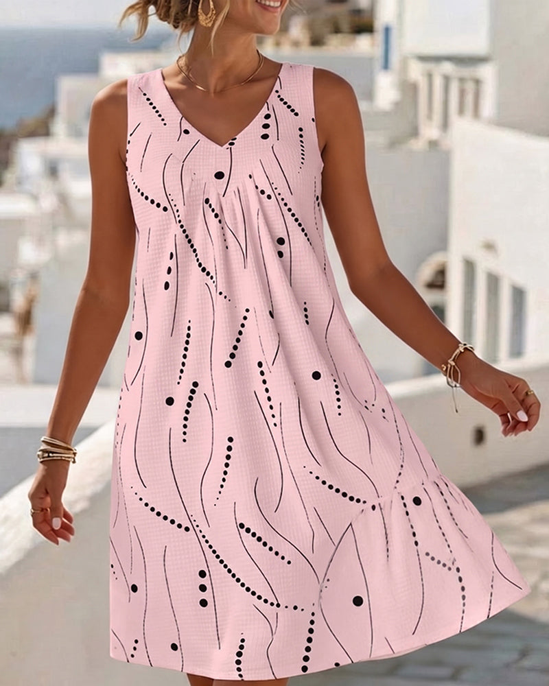 Rianne | Sleeveless Dress with V-Neck and Print