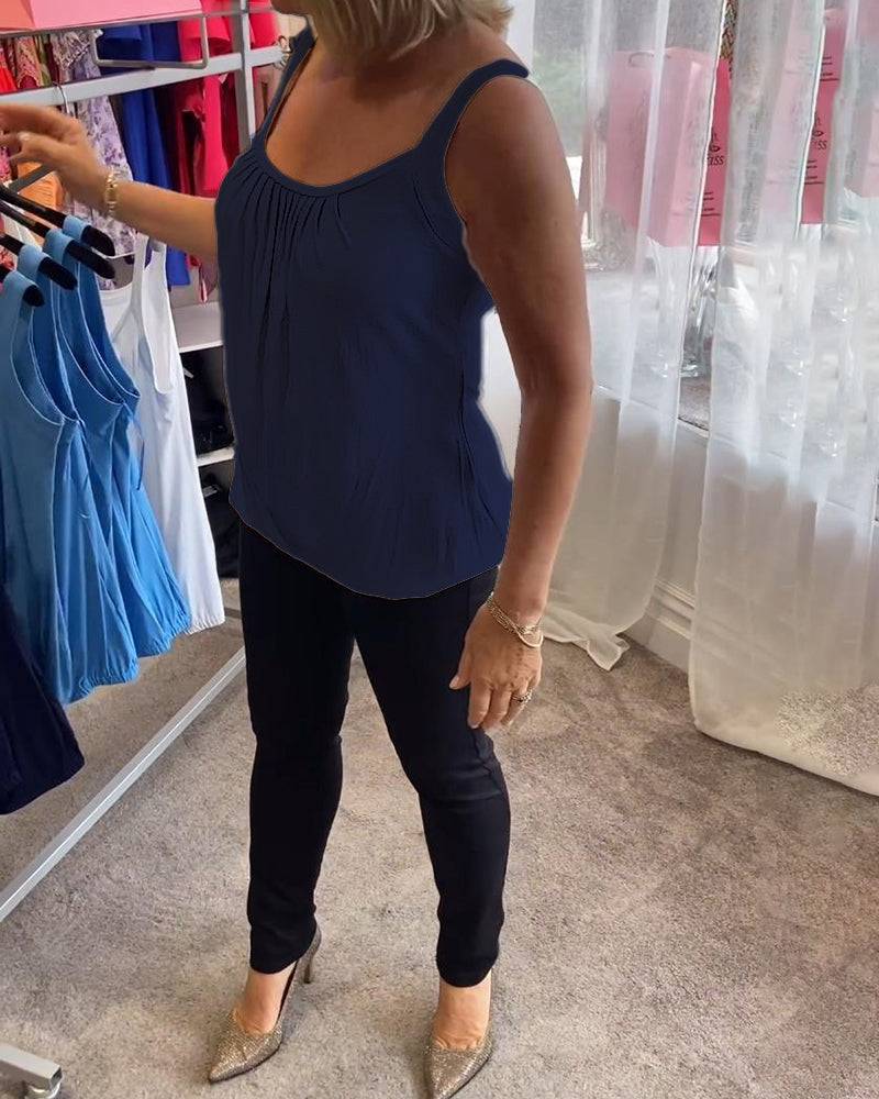 Lies | Pleated genuine relaxed sleeveless top
