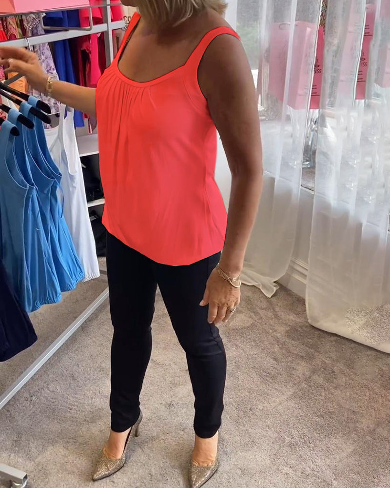 Lies | Pleated genuine relaxed sleeveless top