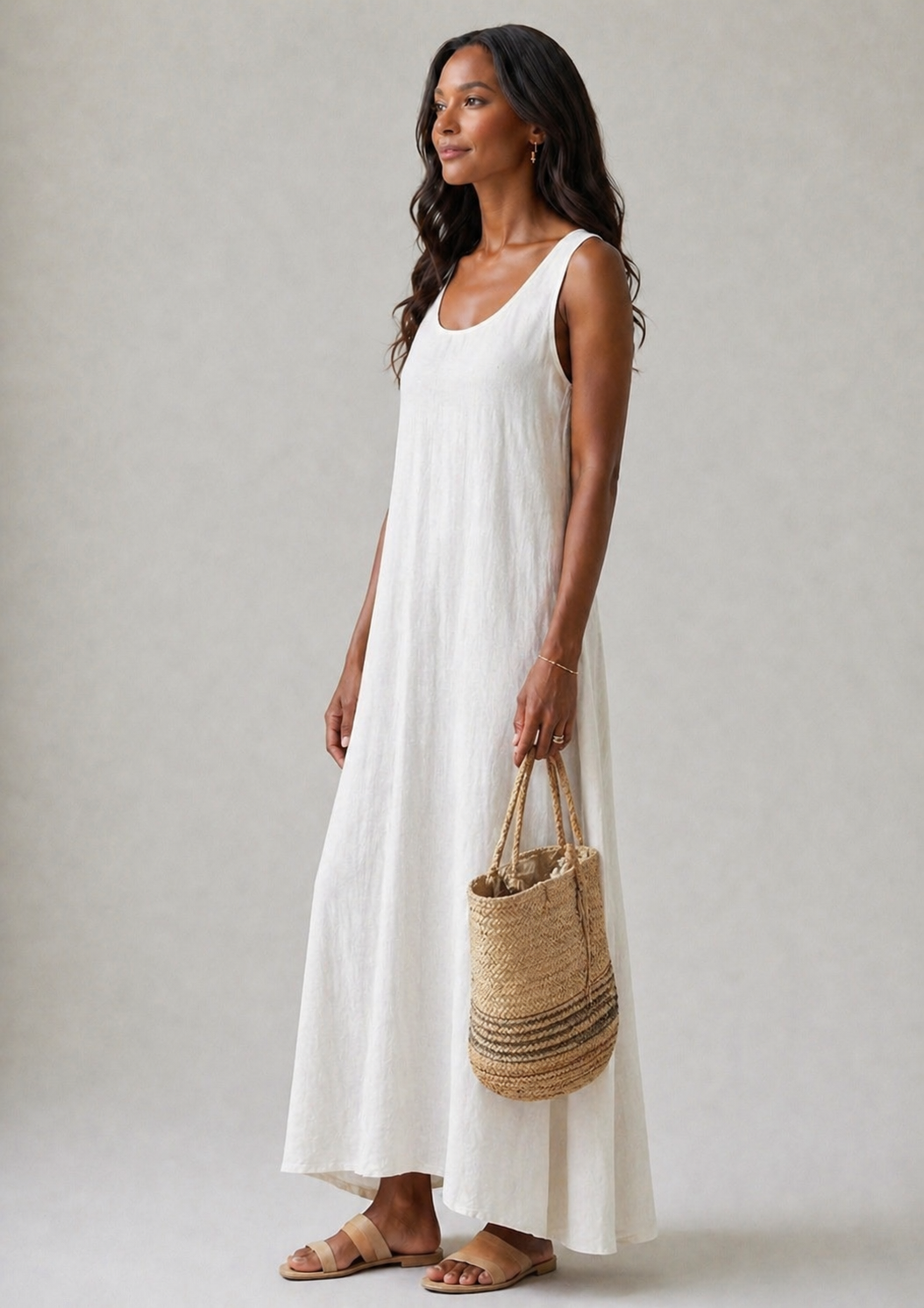 Ismera | Sleeveless Round Neck Midi Dress