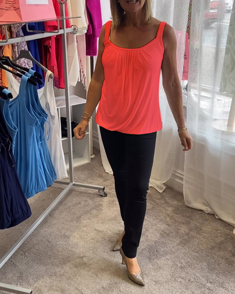 Lies | Pleated genuine relaxed sleeveless top