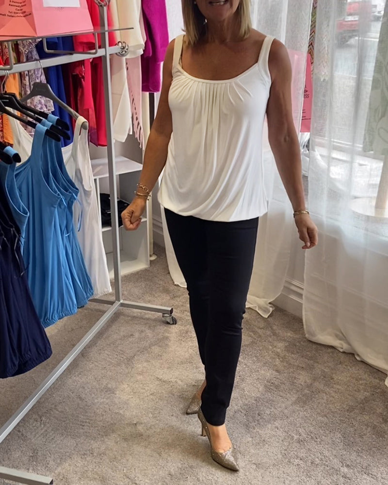 Lies | Pleated genuine relaxed sleeveless top