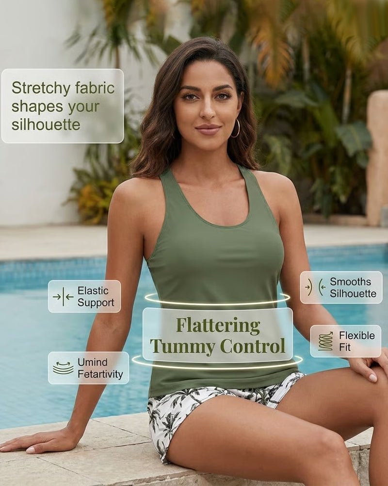 Noosa | Cover-Up & Bikini Crisscross Sleeveless Top + Drawstring Printed Bottoms