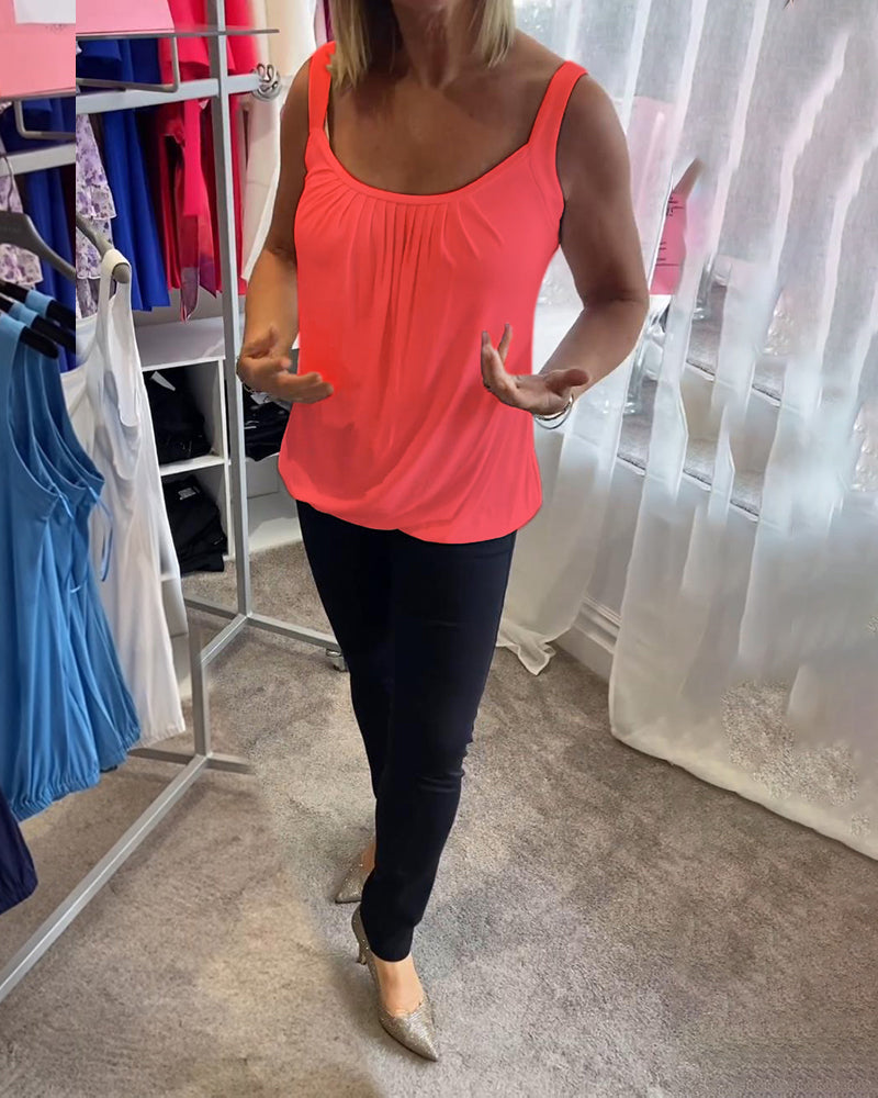 Lies | Pleated genuine relaxed sleeveless top