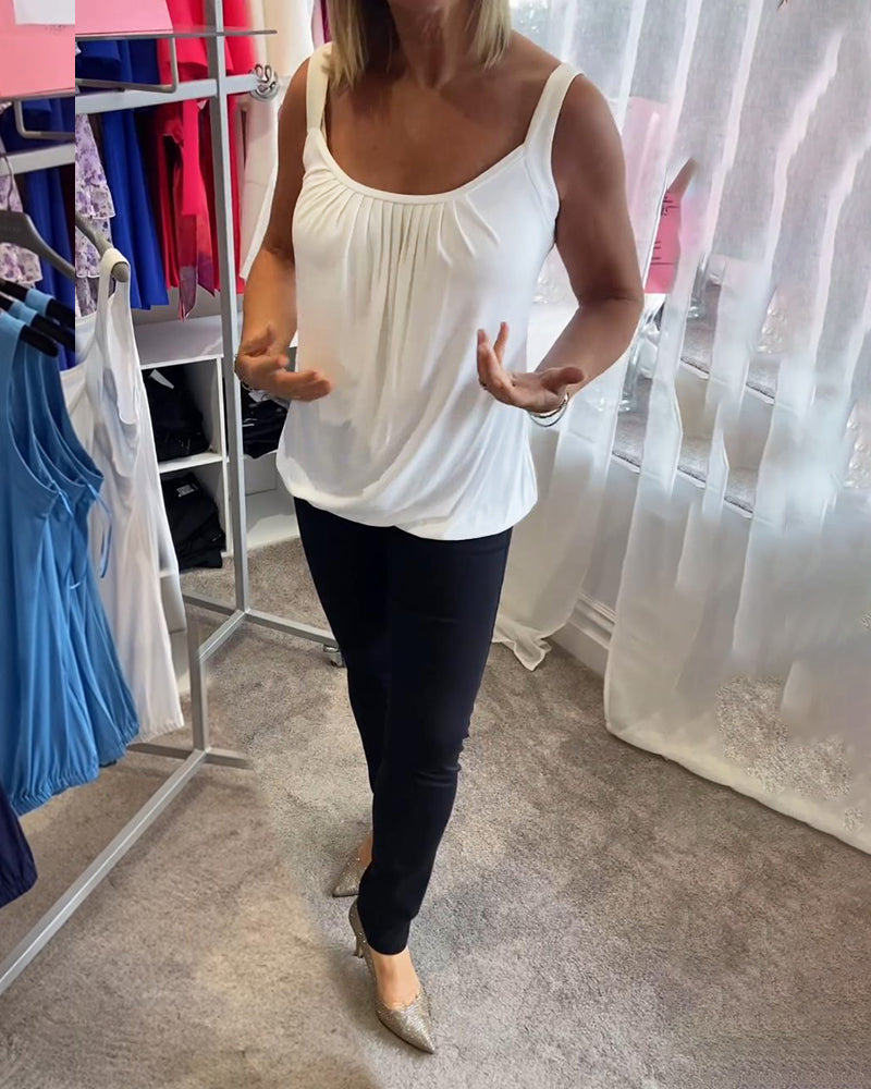 Lies | Pleated genuine relaxed sleeveless top
