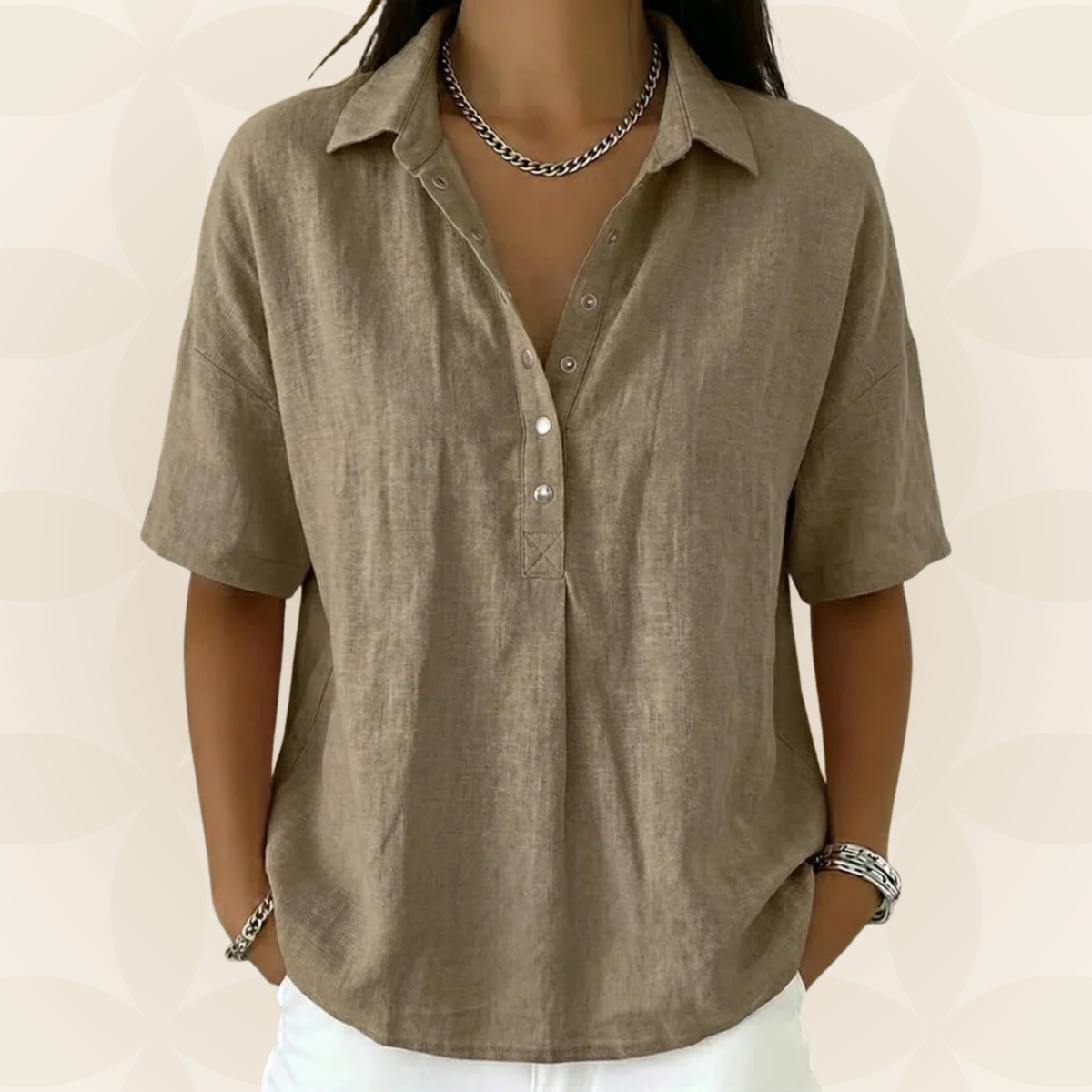 Sonja – Collared Blouse with Button Detail