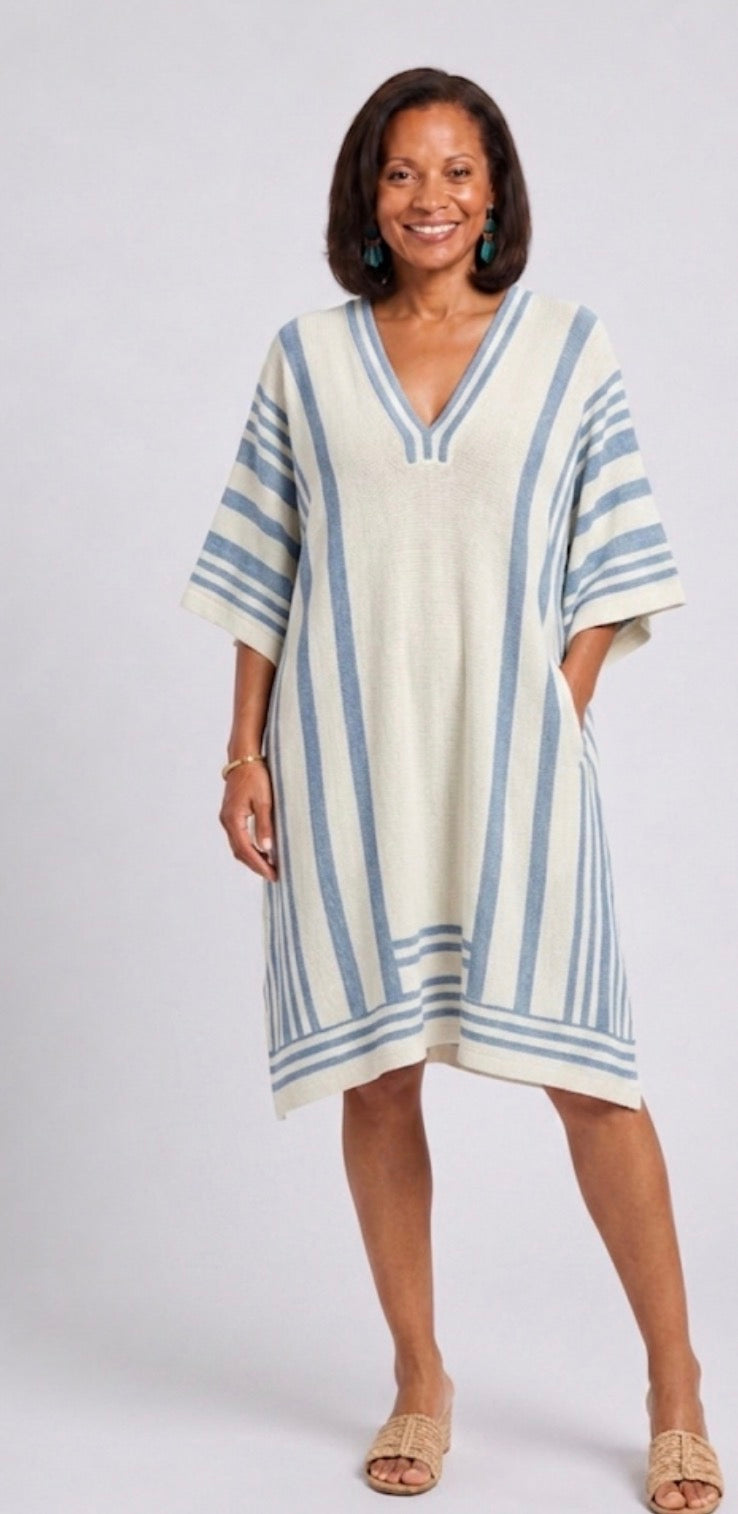 Serenella | Wide Sleeve V-Neck Knee-Length Dress