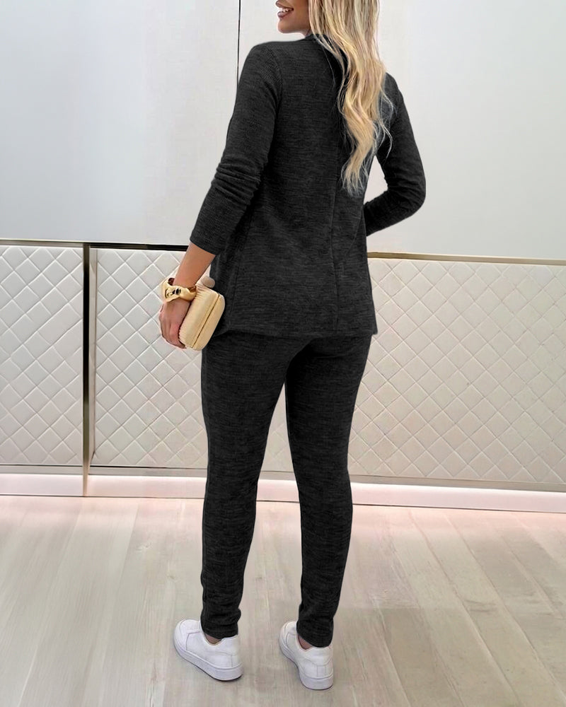 Women's 3-Piece Knit Set Shawl Collar Cardigan with Crop Tank and High Waisted Slim Fit Pants Casual Loungewear