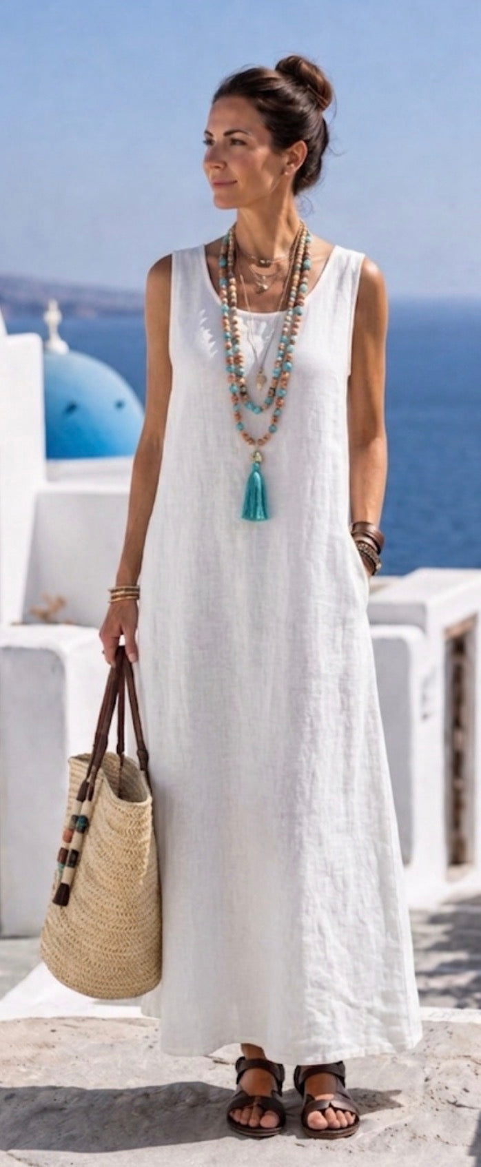 Ismera | Sleeveless Round Neck Midi Dress