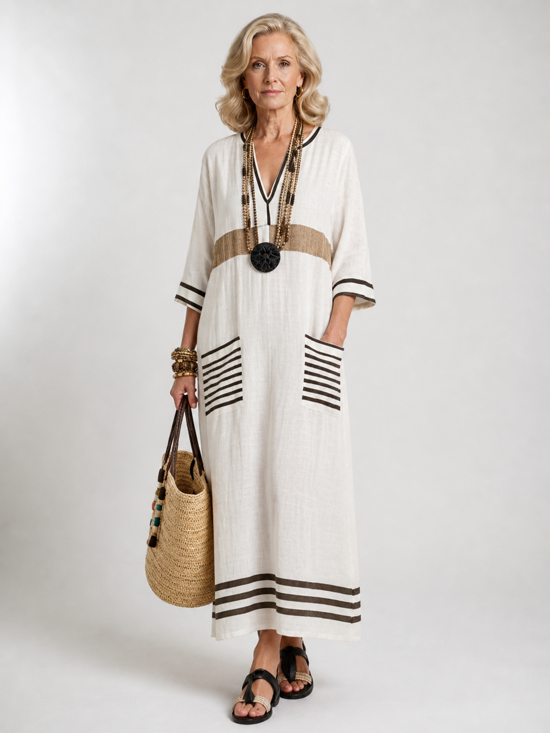 Noemi | V-Neck Short Sleeve Maxi Dress