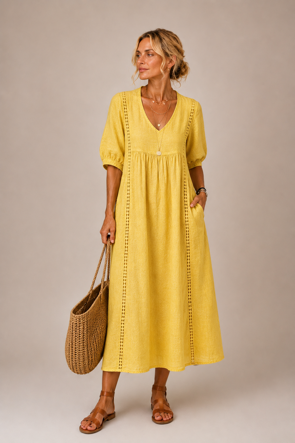 Madelon Lace Linen Dress