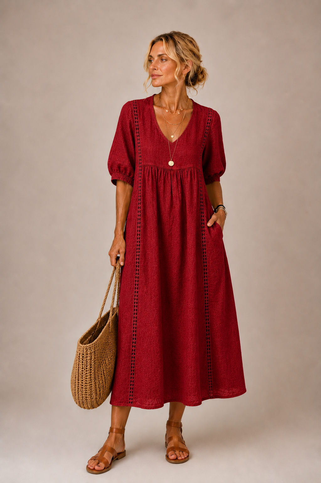 Madelon Lace Linen Dress