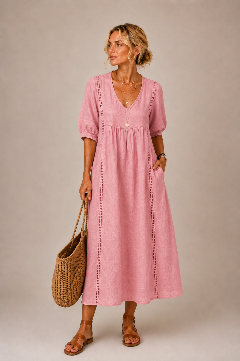 Madelon Lace Linen Dress