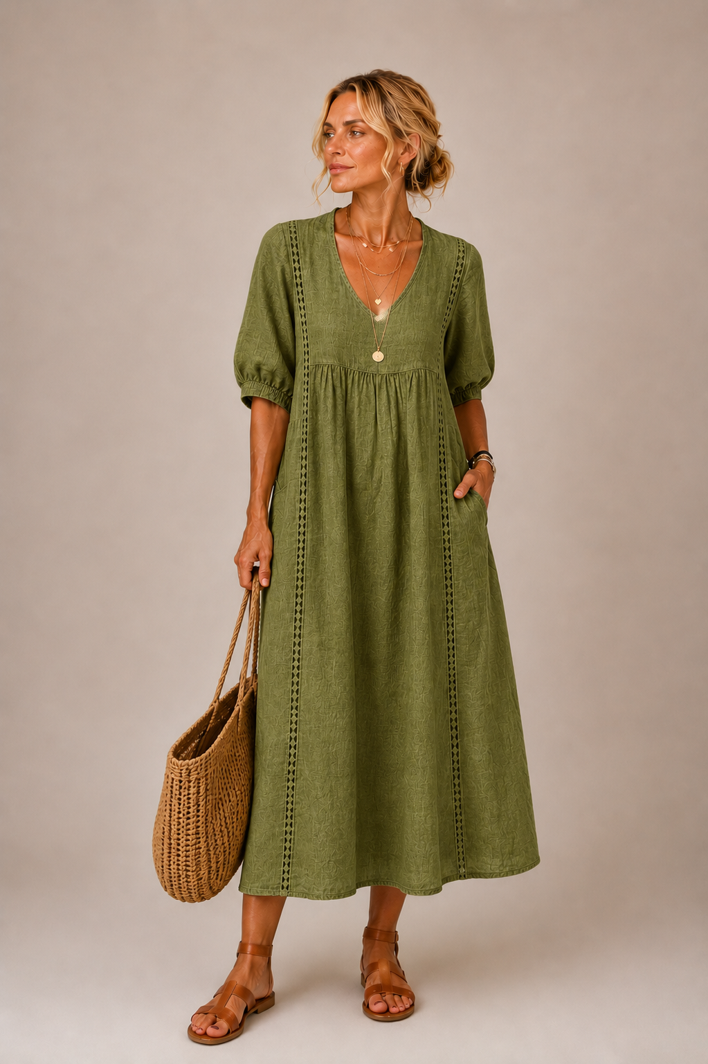 Madelon Lace Linen Dress