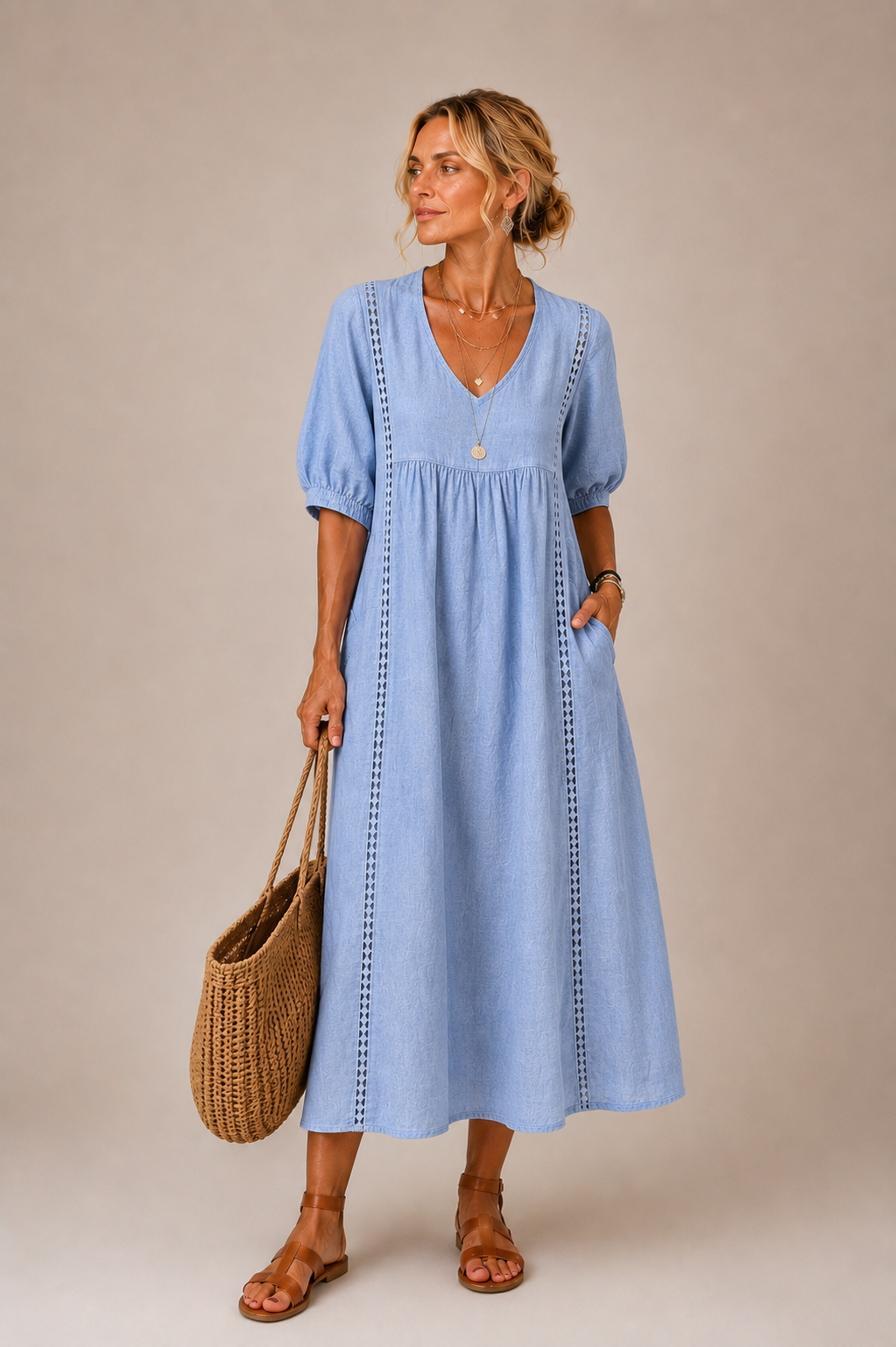 Madelon Lace Linen Dress