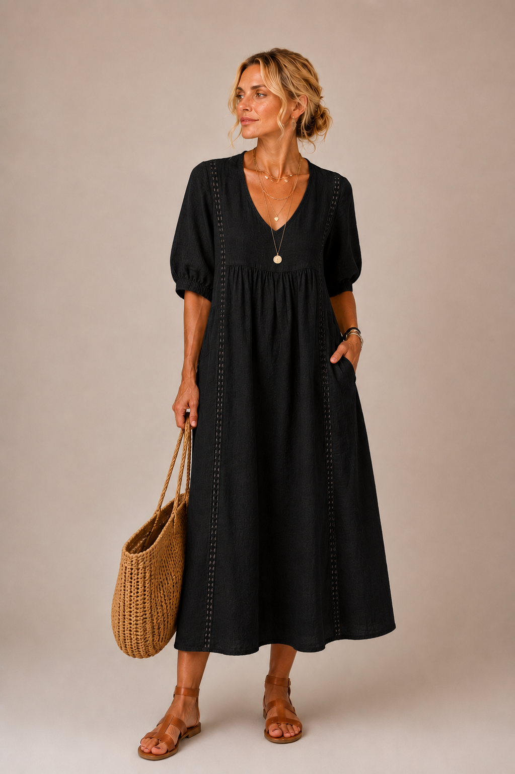 Madelon Lace Linen Dress