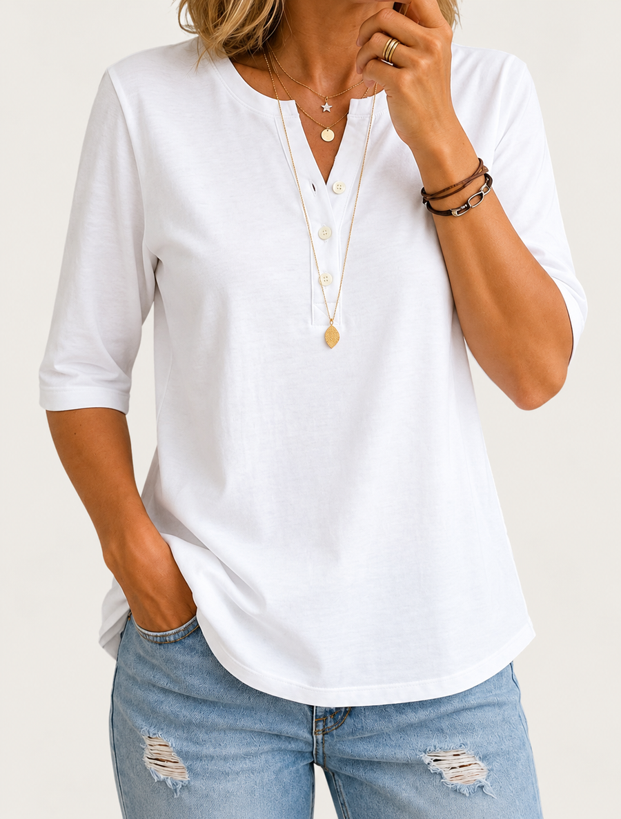 Sienna | 100% Cotton Relaxed Henley Top