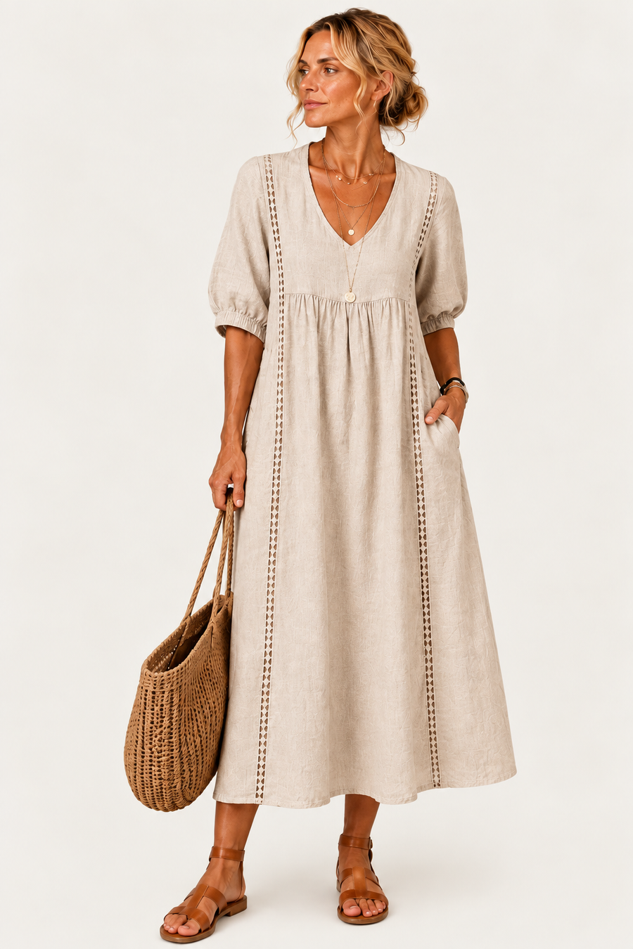 Madelon | Lace Linen Dress