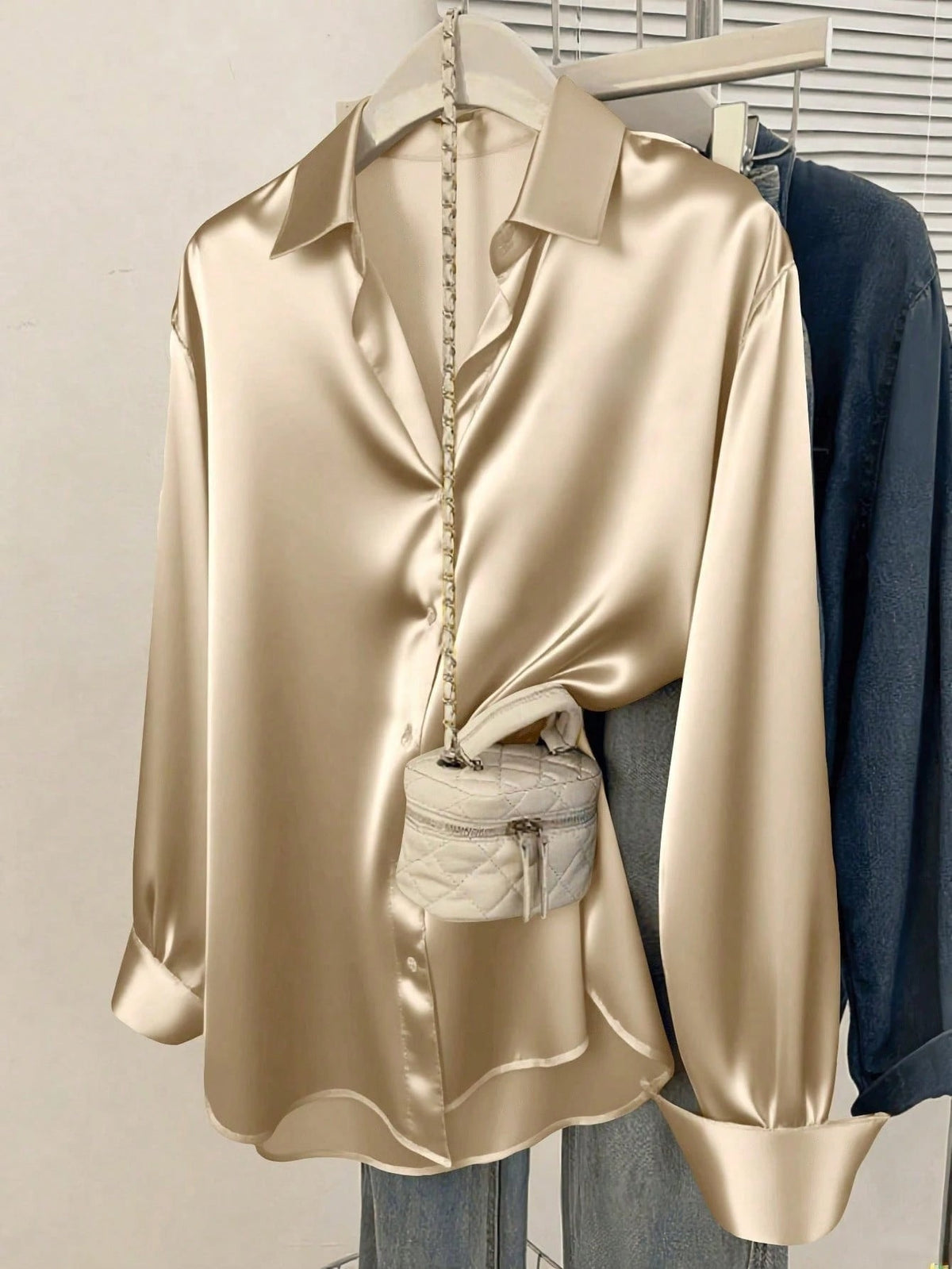 Elodie | Luxury Silk-Satin Long Sleeve Blouse - Elegant Button-Down Business Casual Work Shirt for Women