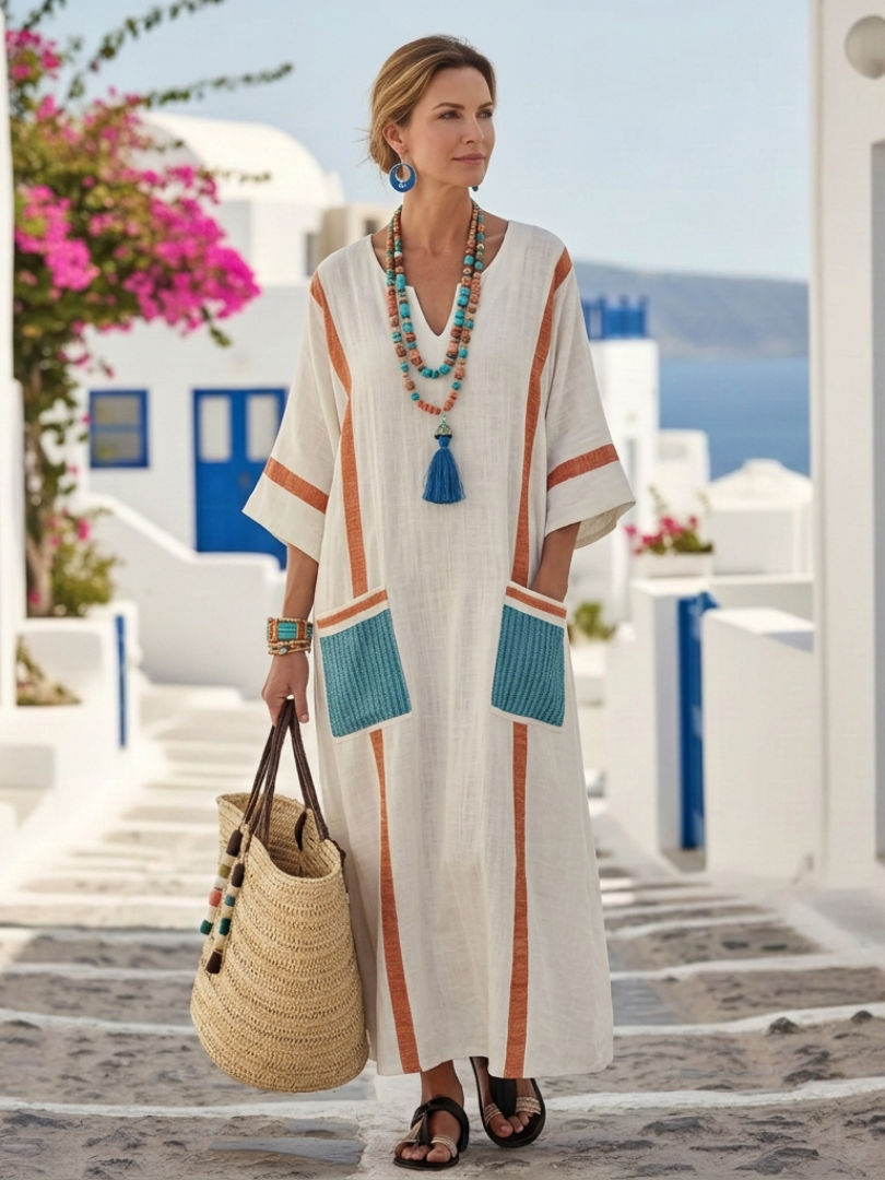Noemi | V-Neck Short Sleeve Maxi Dress