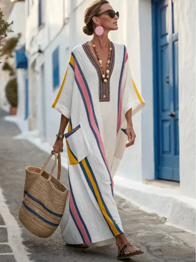 Noemi | V-Neck Short Sleeve Maxi Dress