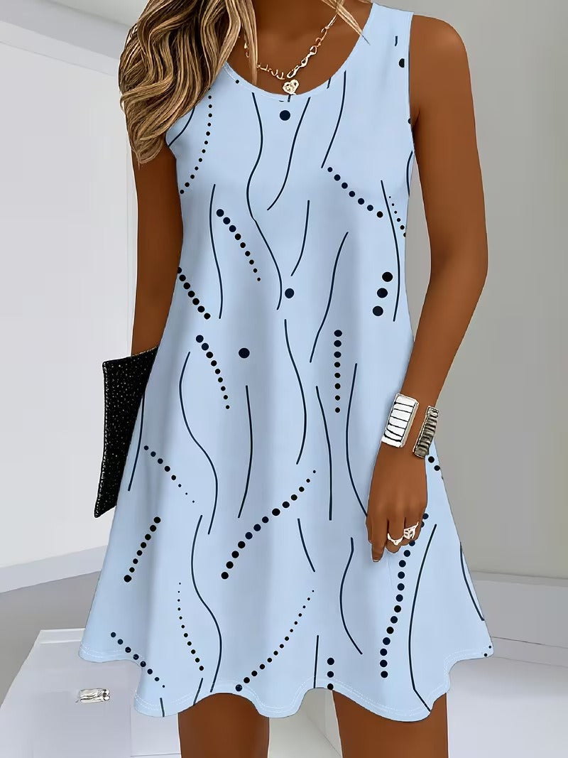 Rianne | Sleeveless Dress with V-Neck and Print