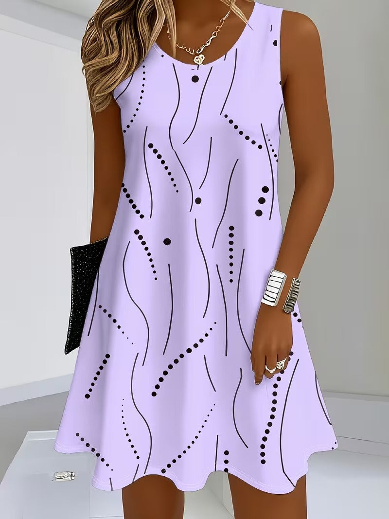Rianne | Sleeveless Dress with V-Neck and Print