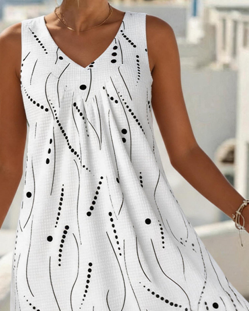 Rianne | Sleeveless Dress with V-Neck and Print