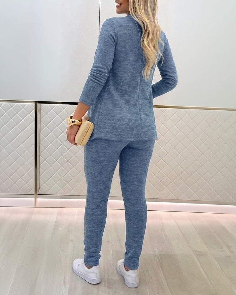 Women's 3-Piece Knit Set Shawl Collar Cardigan with Crop Tank and High Waisted Slim Fit Pants Casual Loungewear