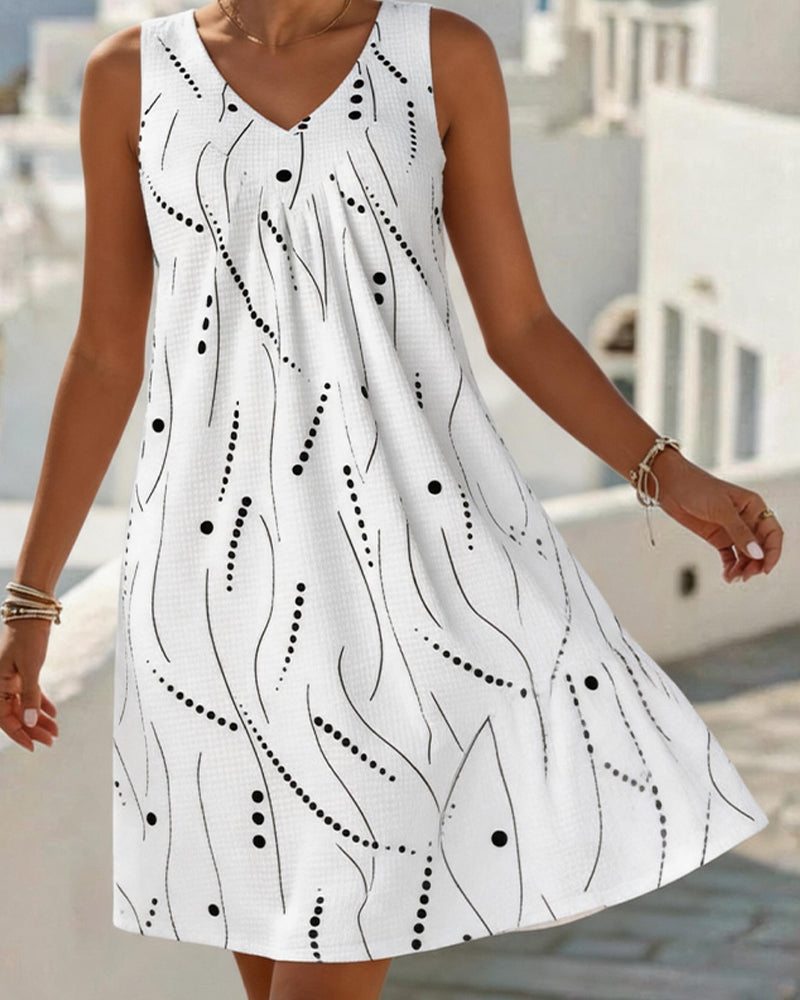 Rianne | Sleeveless Dress with V-Neck and Print