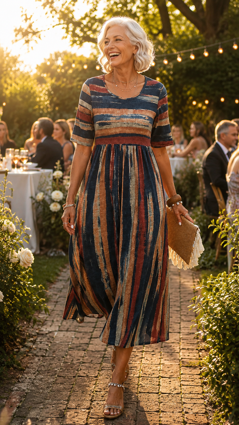 Noëlle | Striped Tummy-Covering Midi Dress