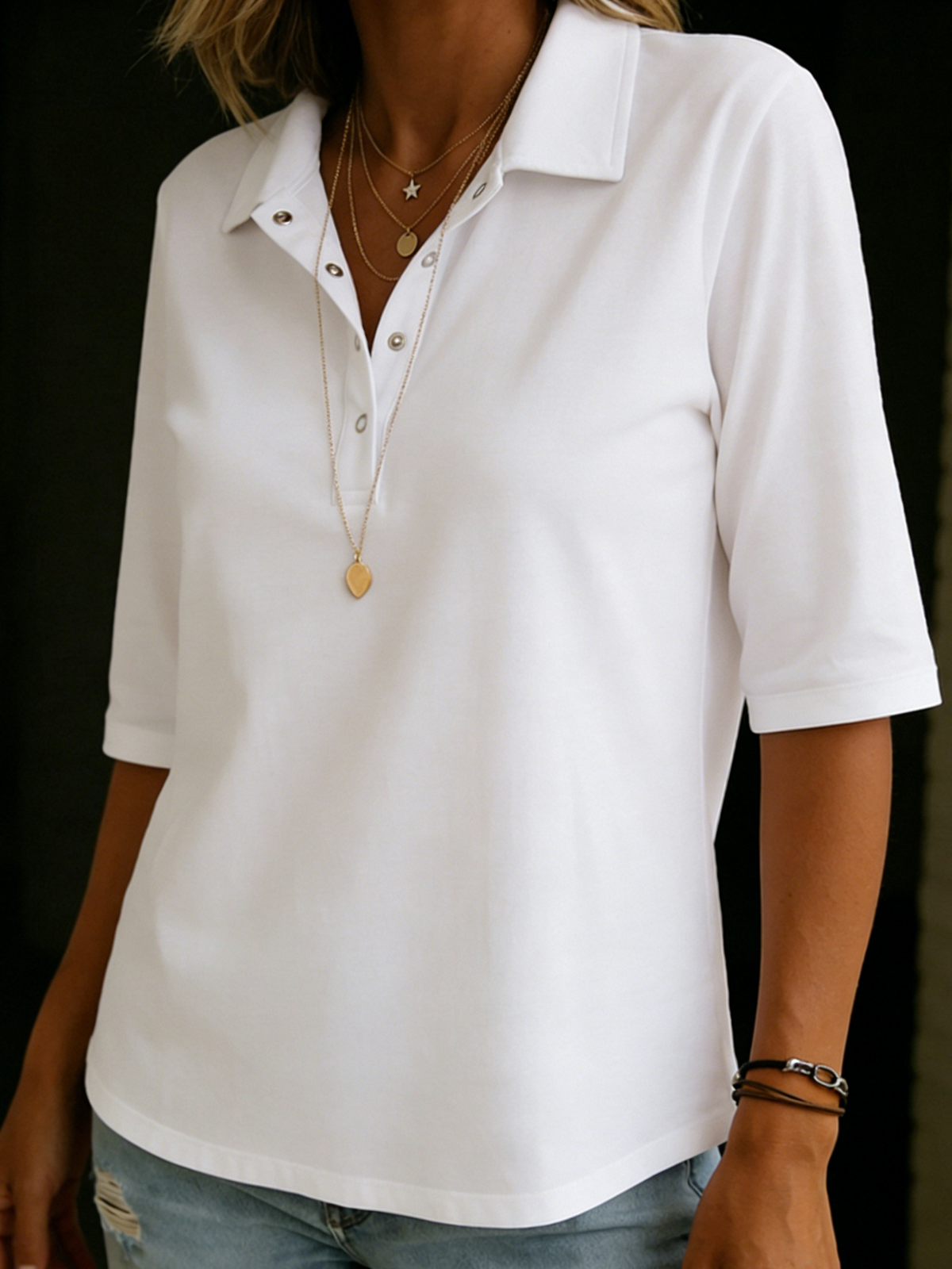 Nola | Casual Cozy Polo Collar Half-Sleeve Tee