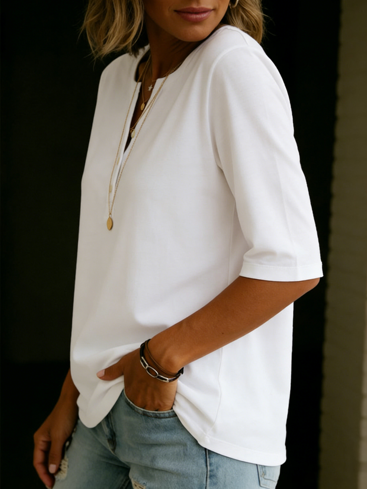 Sienna | 100% Cotton Relaxed Henley Top