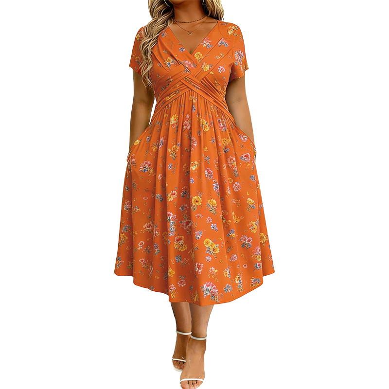 Theresa | Floral Twist Waist Dress